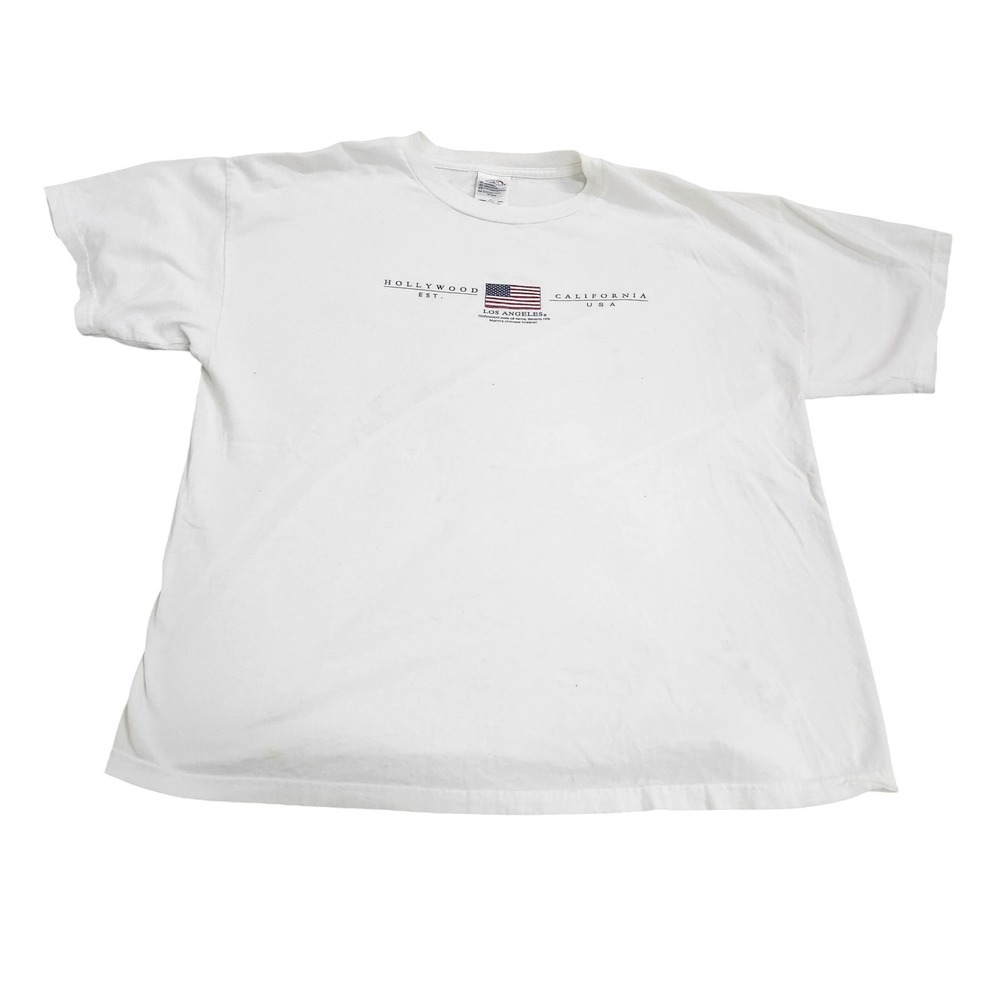 Delta Pro Weight Shirt Mens Large White Hollywood California USA Graphic Tee